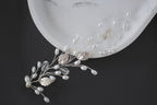 Silver Leaf Hair Vine, Pearl Wedding Hairpiece, Gold Bridal Headband, Rose Gold Hair Piece, Wedding Hair Accessory, Rhinestone Hair vine