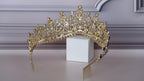 Sapphire Blue gold crown, Quinceanera tiara