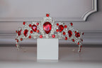 Royal Silver Wedding Crown with Red Crystals